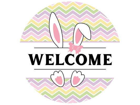 Spring Bunny Welcome Sign, Spring Pastel Wreath Attachment, Easter Bunny Wreath Sign, Round wreath sign, signs for wreaths