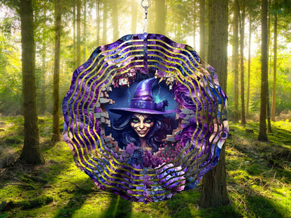 Halloween 3D Purple Witch Wind Spinner, Spooky Porch Wind Catcher, Fall Hanging Outdoor Witch Decoration. Garden Porch Decor Gifts