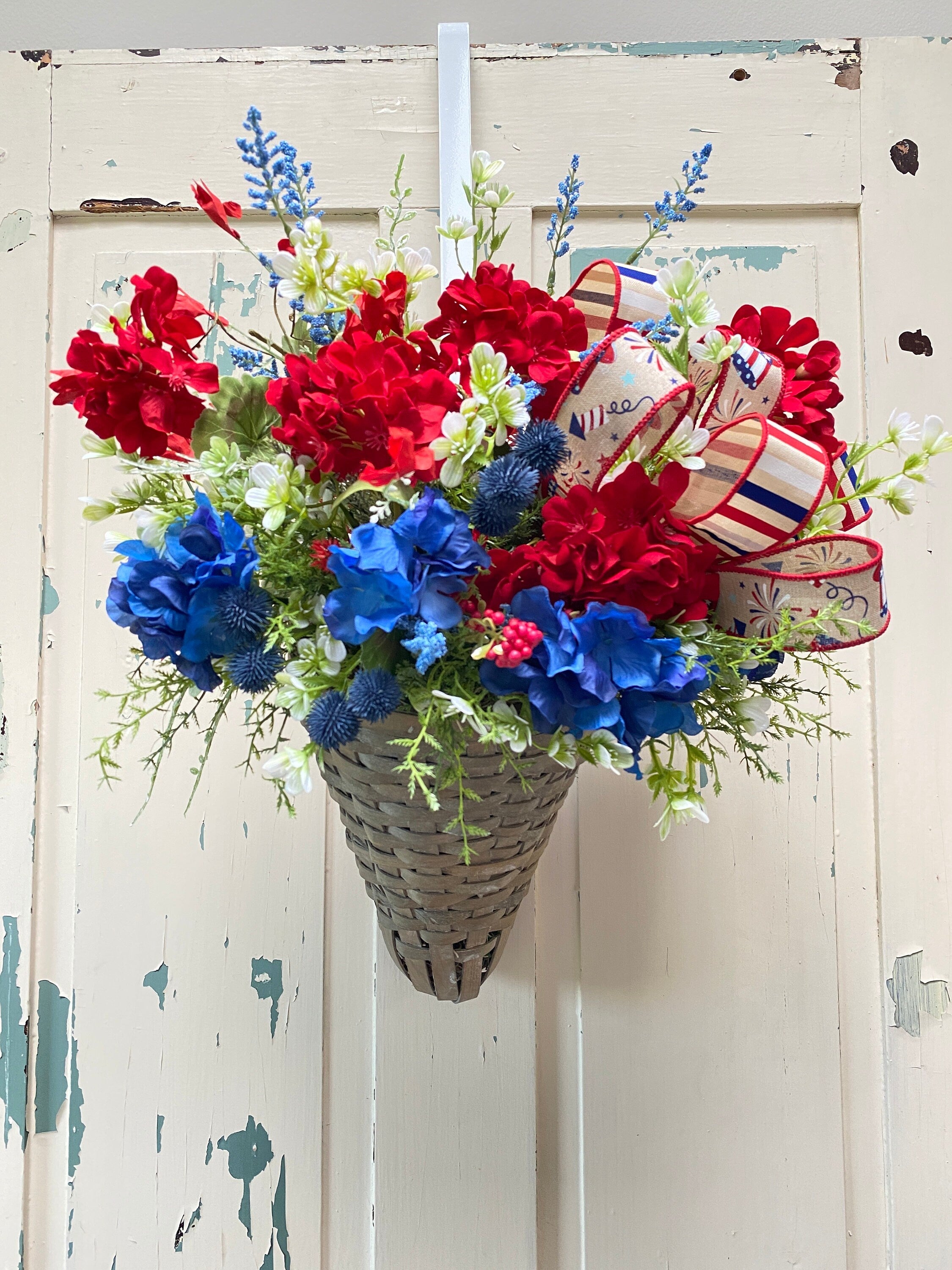 Red, White and 2024 Blue Wall Floral Arrangement