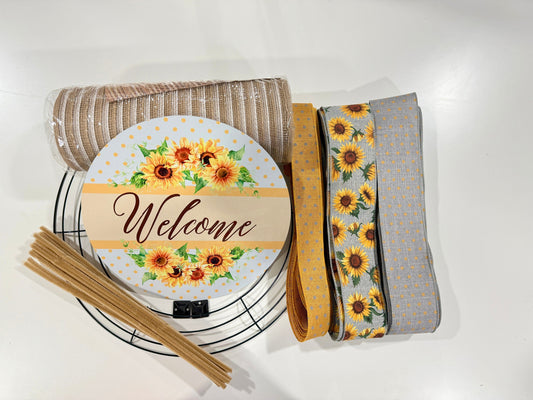 DIY Wreath Kit, Sunflower Wreath Kit, Simmer Fall Wreath Kit, Welcome Wreath Kit, Door Wreath Kit, Pancake Wreath Kit