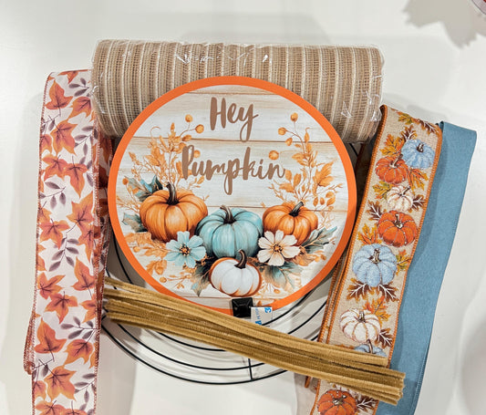 DIY Wreath Kit, Pumpkin Patch Wreath Kit, Fall Wreath Kit, Welcome Wreath Kit, Door Wreath Kit, Pancake Wreath Kit