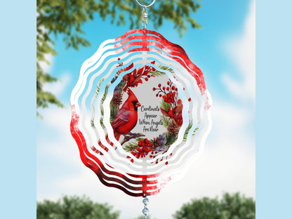 Cardinal Wind Spinner, Hanging Cardinal Angel Memorial Wind Catcher, Hanging Outdoor Decoration. Garden Porch Decor, Loved One Loss Gift