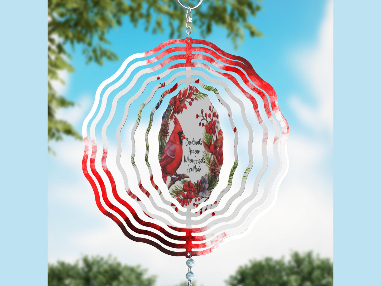 Cardinal Wind Spinner, Hanging Cardinal Angel Memorial Wind Catcher, Hanging Outdoor Decoration. Garden Porch Decor, Loved One Loss Gift