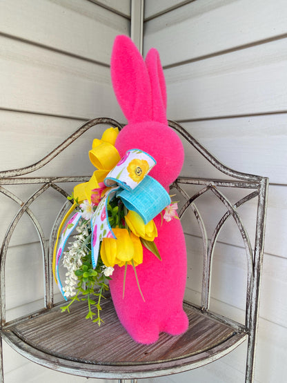 Yellow Bunny Rabbit Spring Flower Arrangement