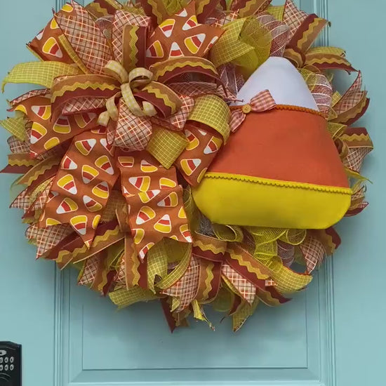 Candy Corn Halloween Wreath for Front Door