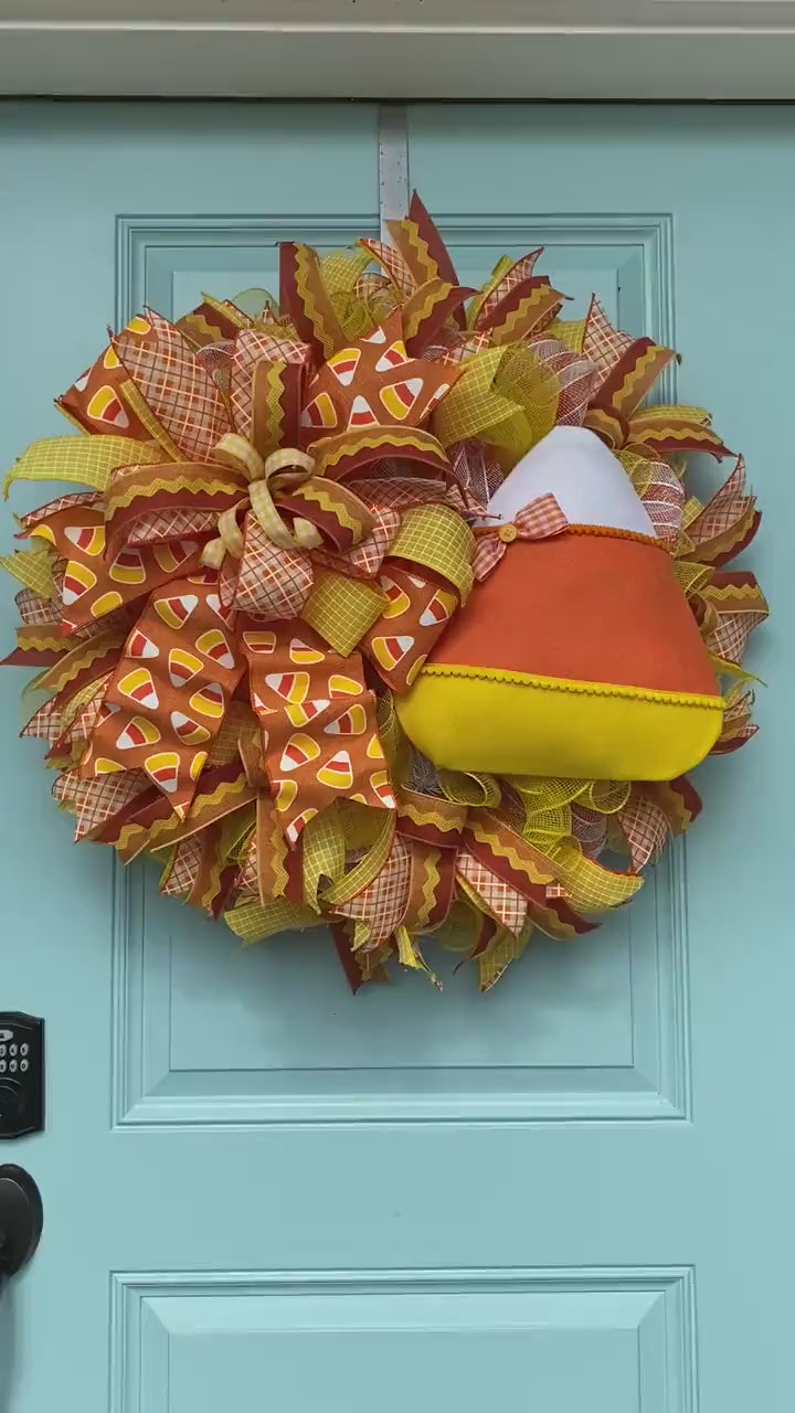 Candy Corn Halloween Wreath for Front Door