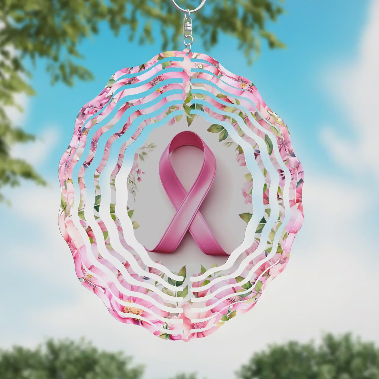 Breast Cancer Ribbon Wind Spinner