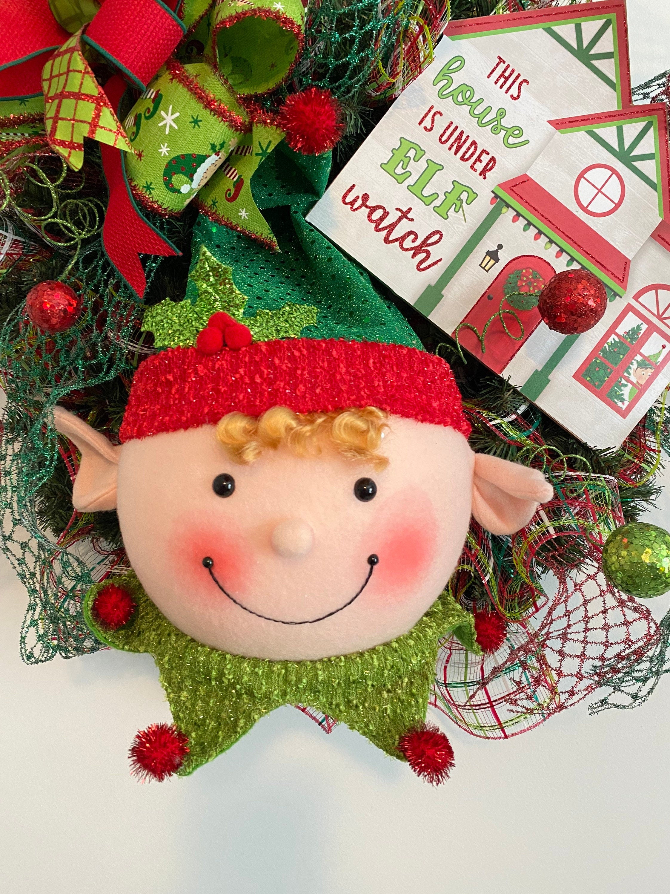 NEW! Whimsical Christmas Elf selling Wreath, Christmas Wreath, Front Door, Whimsical