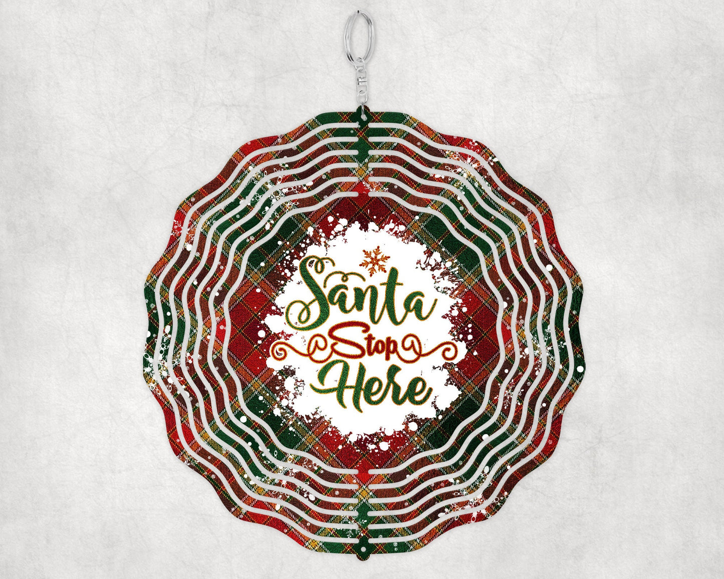 Santa Stop Here Wind Spinner, WInter Hanging Wind Sun Catcher, Santa Claus Garden Gifts, Christmas Garden Art, Spinning Winter Outdoor Decor